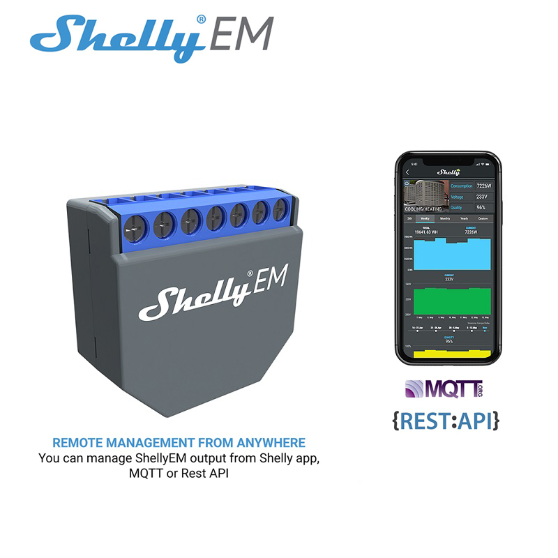 Smart Home Control - SHELLY EM Interruptor Controlador Wi-Fi Smart