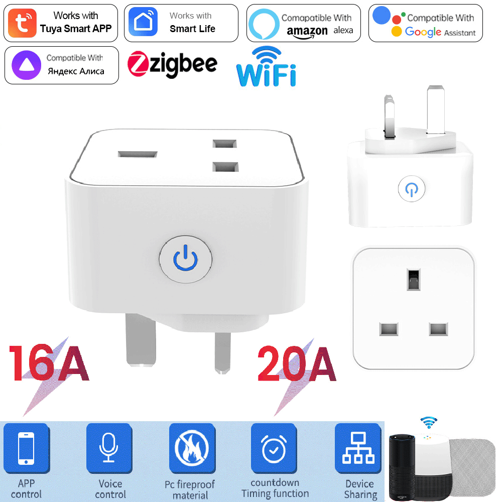 Smart Home Zigbee Gateway - Tomada Inteligente Tuya 16A/20A WiFi ou